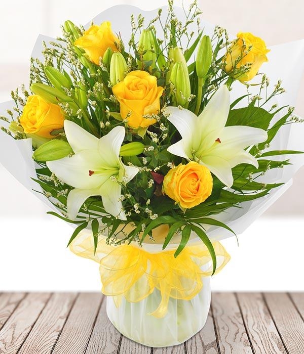 Yellow Rose & Lily Aqua