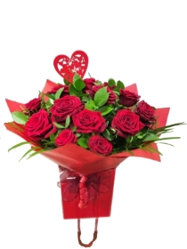 Aqua Pack of12  Red Naomi Roses