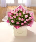 Aqua Bouquet of Pink Tulips